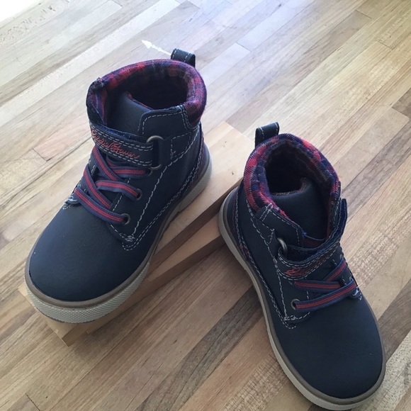 Eddie Bauer Silver Star Navy and RedToddler work boots.- NWB NWT  Size 7. - Picture 2 of 8